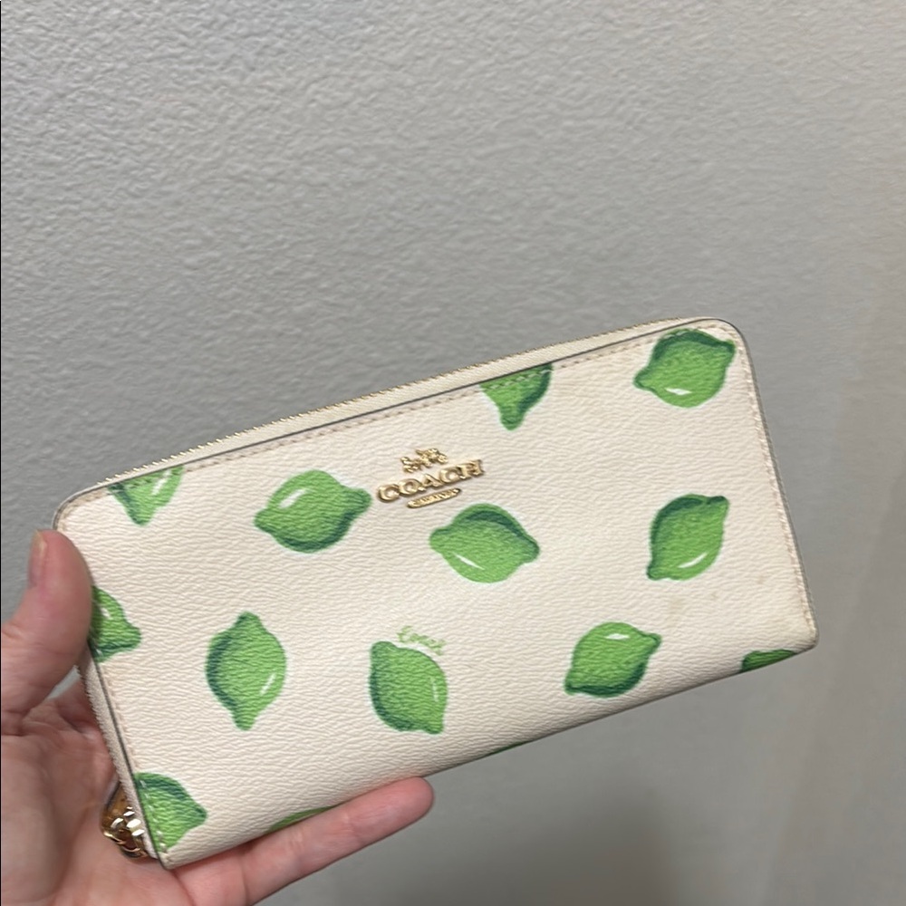 Coach Cream and Green Leaf Print Bag
